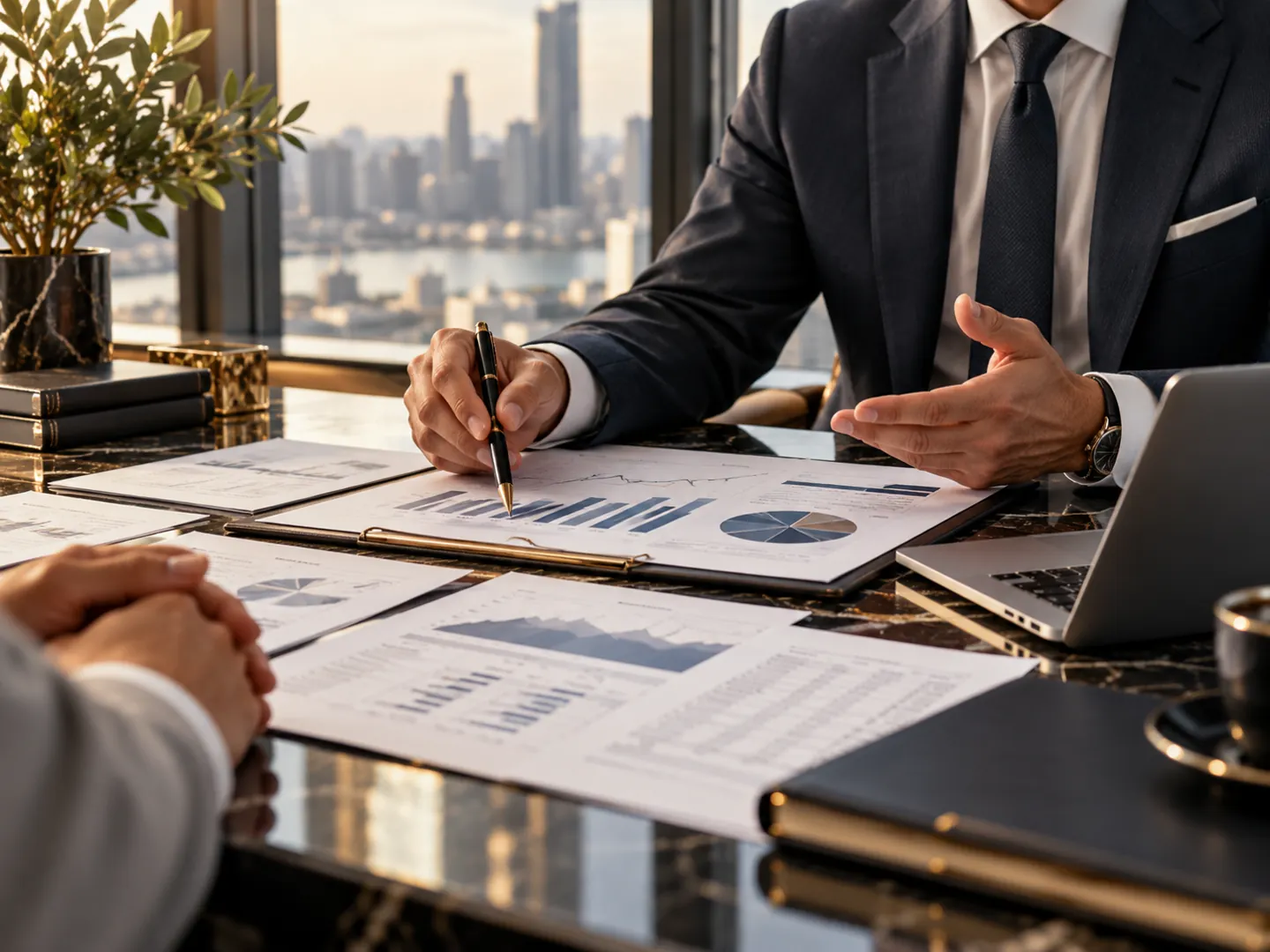 Financial documents on a desk